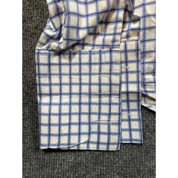 Neiman Marcus Dress Shirt Men's 16 36/37 Blue Check Long Sleeve Trim Fit - Picture 5 of 7